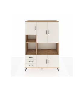 Hyperion Gardrop 9 Raflı 3 Çekmeceli 5 Kapaklı 132x44x195 Çam-Aytaşı