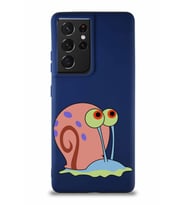 Samsung Galaxy S21 Ultra Soft Premier Kapak Salyangoz Gary Tasarımlı Silikon Kılıf - Lacivert (Şeffaf)