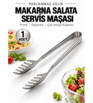 Beylini Paslanmaz Çelik Makarna Maşası 22 CM Salata Servis Maşası Metal Spagetti Mutfak Maşası
