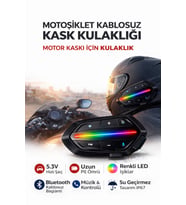 Motosiklet Kask Kulaklığı Bluetooth Intercom RGB LED Işıklı Su Geçirmez Motor Kask Kulaklık
