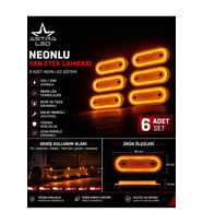 6 Adet Neon LED Yan Etek Lambası 12V/24V Turuncu Pozisyon Lambası Tır Kamyon Dorse Treyler Universal