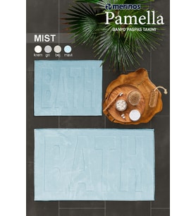 Merinos Pamella 2 Li Banyo Paspas Takımı Mist Mavi