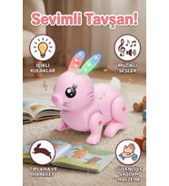 Işıklı Müzikli Zıplayan Tavşan Oyuncak - Pilli Hareketli Sesli Çocuk Bebek Oyuncağı