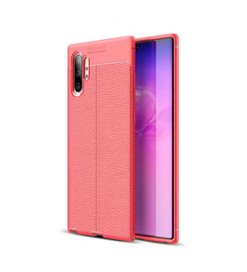 Samsung Galaxy Note 10 Plus Kılıf Esnek Pu-Deri Leather-Pu Serisi Protected Case (Kırmızı)