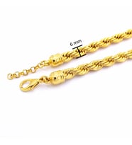 FerizZ Altın Kaplama 6mm Kalın Burgu Halat  Zincir ZN-131 (Gold)