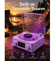 360° Sesli Kablosuz Hoparlör - Retro Tasarım Ve Projektör Işığı