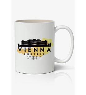 Vienna Austria Skyline Map Viyana Temalı Beyaz Kupa Bardak Arkadaşa Sevgiliye Hediye