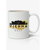 Vienna Austria Skyline Map Viyana Temalı Beyaz Kupa Bardak Arkadaşa Sevgiliye Hediye