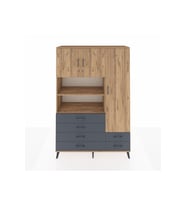 Hyperion Dolap 9 Raflı 6 Çekmeceli 3 Kapaklı 132x44x195 Çam-Çam/Antrasit