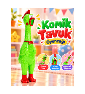 Sesli Çığlık Atan Tavuk Oyuncak 32 cm - Yeşik