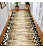 Rovigo Home Dijital Baskı Yıkanabilir Kaymaz Taban Salon Halısı Ve Yolluk RV051-FNL324 (Sarı)