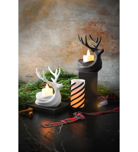 Özel Şık Tasarım Led Tealight Yeni Yıl Geyik Mini Gece Lambası Takımı (Siyah - Beyaz)