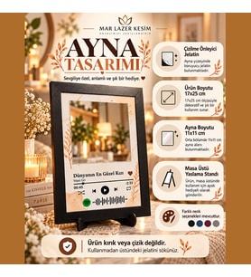 Dünyanın En Güzel Kızı – Aynalı Spotify Çerçeve makyaj aynası çerçeve Sevgiliye anlamlı hediye