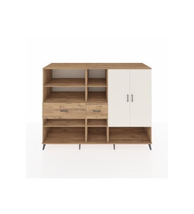 Kronos Dolap 10 Raflı 2 Çekmeceli 2 Kapaklı 220x59x163 Çam-Aytaşı/Çam