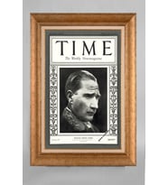 Altın Varaklı Çerçeveli Paspartulu Atatürk Tablo a170 (Gold)