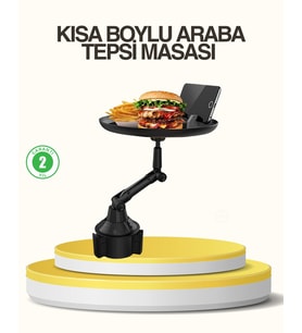 Northcity 360° Dönebilen Kol Ayarlı Araç Bardaklık Tepsisi - 9 İnç Geniş Yemek Alanı ve Telefon Desteği