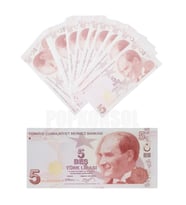 50 Adet 5 TL Geçersiz Para Parti Şaka Düğün Oyun Parası Fim Dizi Çekimleri İçin (Sarı)