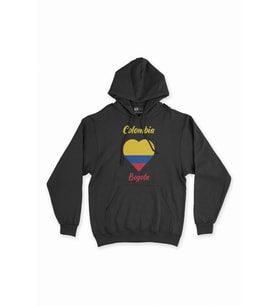 Bogota Kolombiya Bayraklı Kalpli Siyah Sweatshirt Hoodie