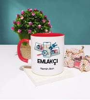 Emlakçı Tasarımlı Kişiye Özel Hediye Emlakçı Kupa Bardak Kırmızı