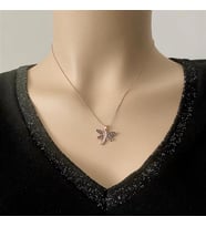 Rose Kaplama Gölgeli Yusufcuk Gümüş Kolye (Karışık)