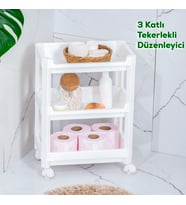 Porsima RAFTY-73-1 Tekerlekli 4 Katlı Düzenleyici - 35,5 x 22 x 48 cm Hareketli Geniş Raf - Beyaz