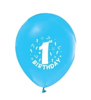 Balon 1+1 Happy Birthday 1 Yaş Mavi 10 adet-