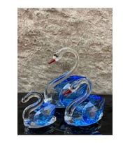 Dekoratif Kristal Cam Üçlü Kuğu Mavi