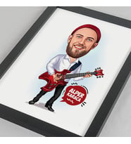 Kişiye Özel Gitarist Erkek Karikatürlü Resim Çerçevesi