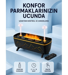 Siyah Aroma Difüzörü Jöle Damla Efektli Ha Nemlendirici Uzaktan Kumandalı LED Işıklı