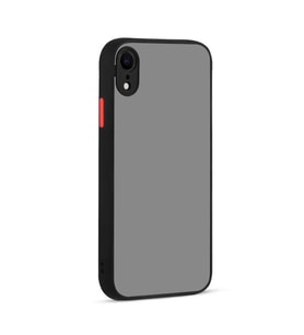 Apple iPhone XR 6.1 Kılıf Zore Hux Düğme ve Kapak Zıt Renk Kılıf (Siyah)