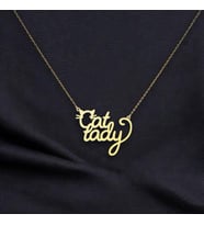 Kişiye Özel Cat Lady Kedi Detaylı Kedi Hanım Kolye 925K Gümüş (Gold)
