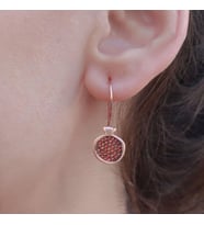 Nar Modeli Turuncu Zirkon Taşlı Rose Gold Kaplama Gümüş Küpe