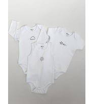 İnterlok Üçlü Bebe Badi (Beyaz)