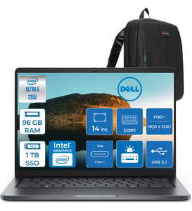 Dell Pro 14 Intel Core Ultra 5 235U 4.9ghz 96GB Ddr5 1tb SSD Freedos Intel® Aı Boost 14 Inç IPS Fullhd+ (1920X1200) Taşınabilir Bilgisayar PC14250BTO113F38 + Zetta Çanta