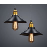 Retro Ikili Siyah Yuvarlak Metal Sarkıt Avize 30 cm En