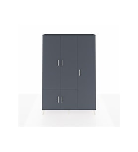 Arges Gardrop 7 Raflı 5 Kapaklı Tek Askılı 132x30x195 Antrasit-Antrasit