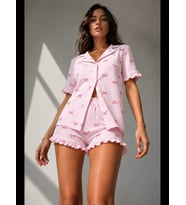 Night Kadın Süprem Gömlek Şort Düğme Pijama Takımı