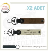 Yolların Sürücülerine, İsim Plaka ve 0 Rh + Kan Grubu Yazılı x2 Anahtarlık Seti, Kahve-S Kahve-Laci (Çok Renkli)