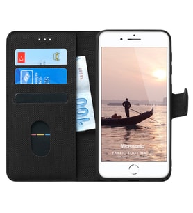 Microsonic Apple iPhone SE 2022 Kılıf Fabric Book Wallet Siyah