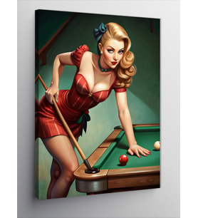 Kanvas Tablo Bilardo Masası Ve Kız
