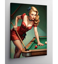 Kanvas Tablo Bilardo Masası Ve Kız