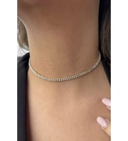 Caş Dekorasyon Altın Renk 2 Sıra Taş Detaylı Choker Kolye