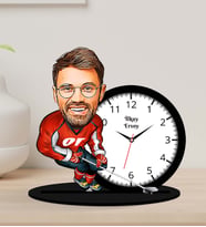 Kişiye Özel Karikatürlü Hokeyci Ahşap Biblo Masa Saati