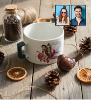 Kişiye Özel Karikatürlü Uçuyorum Aşkından Sevgiliye Hediye Lüks Fincan Sevgililer Günü Hediyesi