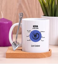 Kişiye Özel Kova Burcuna Hediye Ahşap Altlıklı Beyaz Kupa Bardak