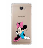 Samsung Galaxy J7 Prime  Köşe Korumalı Antişok Kapak Minnie Mouse Tasarımlı Şeffaf  Kılıf