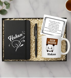 BK Gift Kişiye Özel Özür dilerim Defter & Kalem & Kupa Hediye Seti, Özür Dileme Hediyesi