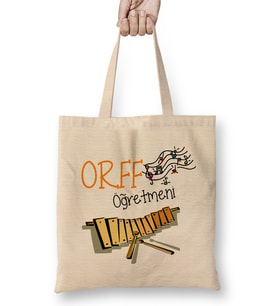 Orff Öğretmeni Bez Çanta Uzun Saplı