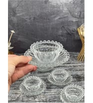 12 Parça Boncuklu Cam Kase Kahvaltılık Tabak Çerezlik 8 * 6cm