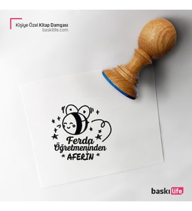 Öğretmen Kaşe Arı Kişiye Özel Kitap Damgası Kitap Mührü Kaşe Kitap Mühür Özel Damga 439